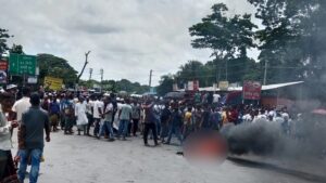 ভাঙ্গা উপজেলা পরিষদে ভাঙচুর ও আগুন